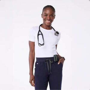 Figs White Fitted Short Sleeve T-Shirt